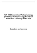 NUR 2063 Essentials of Pathophysiology (NUR2063) / Pathophysiology Final exam Rasmussen University Winter 2021