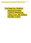 Test Bank for MedicalSurgical Nursing Critical Thinking in  Client Care, 4th Edition  Priscilla LeMon