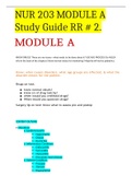 NUR 203 MODULE A Study Guide RR # 2.