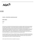 AQA MARK SCHEME – GCSE PSYCHOLOGY PAPER 1  COGNITION AND BEHAVIOUR – 8182/1