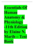Test Bank for Essentials of Human Anatomy & Physiology – 11th Edition by Elaine N. Marieb compete exam practice questions and answers solved solution