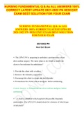 NURSING FUNDAMENTAL Q & As ALL ANSWERS 100&percnt; CORRECT LATEST UPDATE 2021-2022 PN HESI EXIT EXAM BEST SOLUTION FOR YOUR EXAM