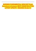 NURSING FUNDAMENTAL HESI EXIT Exam Questions & Answers BEST EXAM SOLUTION LATEST UPDATE&Tab;2022&sol;2023 Grade A&plus;   