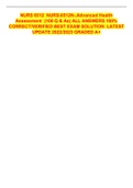 NURS 6512&Tab;NURS-6512N-&comma;Advanced Health Assessment&Tab;&Tab;&lpar;100 Q & As&rpar; ALL ANSWERS 100&percnt; CORRECT&sol;VERIFIED BEST EXAM SOLUTION&Tab;LATEST UPDATE 2022&sol;2023 GRADED A&plus;