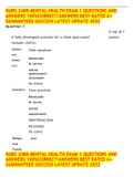 NURS 2488 MENTAL HEALTH EXAM 1 QUESTIONS AND ANSWERS 100&percnt;CORRECT&sol;ANSWERS BEST RATED A&plus; GUARANTEED SUCCESS LATEST UPDATE 2022