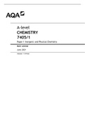 AQA A-LEVEL CHEMISTRY 7405&sol;1 Paper 1 Inorganic and Physical Chemistry Version&colon; 1&period;0 Final Mark scheme June 2021 