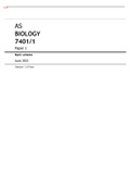 AQA AS BIOLOGY 7401&sol;1 Paper 1 Version&colon; 1&period;0 Final Mark Scheme June 2021