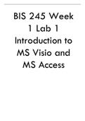 BIS 245 Week 1 Lab 1 Introduction to MS Visio and MS Access (Keller) - Already Graded A Verified Score