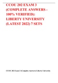 CCOU 202 EXAM 3 (COMPLETE ANSWERS -100% VERIFIED) LIBERTY UNIVERSITY ( 7 SETS )