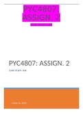 Exam (elaborations) PYC4807: ASSIGN. 2 CASE STUDY: JON solved (PSYC4807) 
