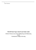 NR 602 FINAL EXAM STUDY GUIDE (version 2)-NR 602-Week 8 Final Topics, NR 602 -Primary Care of the Childbearing and Childrearing Family, Chamberlain College of Nursing, Secure Better Grades.