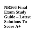 NR566 Final Exam Study Guide &ndash; Latest Solutions To Score A&plus; 