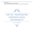 2022 Distinction : Unit 20 - Investigating Corporate Social Responsibility Assignment 2