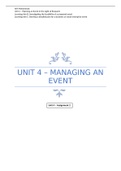 2022 Distinction : Unit 4 - Managing an event Assignment 2  