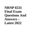 NRNP 6531 Final Exam Questions And Answers – Latest 2022 