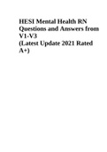 HESI Mental Health RN Questions and Answers from V1-V3 (Latest Update 2021 Rated A+)