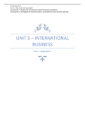 2022 Distinction : Unit 5 - International Business Assignment 1