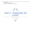 2022 Distinction : Unit 4 - Managing an event Assignment 1