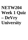 NETW204 Week 1 Quiz – DeVry University
