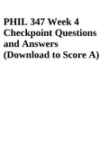 PHIL 347 Week 4 Checkpoint (Questions and Answers (Download to Score A)