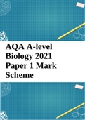 AQA A-level Biology 2021 Paper 1 Mark Scheme