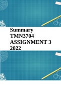 Summary TMN3704 ASSIGNMENT 3 2022