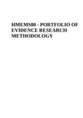 HMEMS80 - PORTFOLIO OF EVIDENCE ASSIGNMENT 3RESEARCH METHODOLOGY