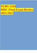 NURS 2356 MDC Final Exam Review 2021/2022