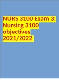 NURS 3100 Exam 3: Nursing 3100 objectives 2021/2022