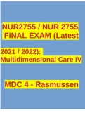 NUR2755 / NUR 2755 FINAL EXAM (Latest 2021 / 2022): Multidimensional Care IV MDC 4 - Rasmussen