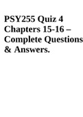 PSY255 Quiz 4 Chapters 15-16 &ndash; Complete Questions & Answers