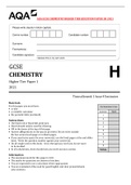AQA GCSE CHEMISTRY HIGHER TIER QUESTION PAPER 1H 2021