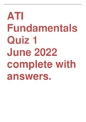 ATI Fundamentals Quiz 1 June 2022 complete with answers.
