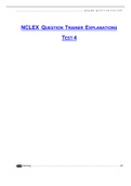 Exam (elaborations) NCLEX QUESTION TRAINER EXPLANATIONS TEST 4 