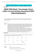 NRNP 6566 Week 7 Knowledge Check (100% Correct) Verified Answers(LATEST UPDATE2020/2021)