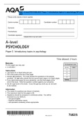 AQA A level PSYCHOLOGY Paper 1 Introductory topics in psychology QP June 2021