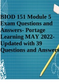 BIOD 151 Module 5 Exam Questions and Answers- Portage Learning MAY 2022- Updated with 39 Questions and Answers