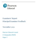 Geography p1 2021 edexcel examiners report