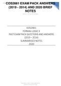 COS2661 EXAM PACK ANSWERS (2019 - 2014) AND 2020 BRIEF NOTES