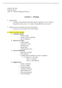 Lecture Notes - Strategy - Business Management Practice (MGT 101)