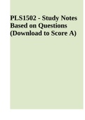 PLS1502 - Study Notes Based on Questions (Download to Score A)