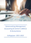 Samenvatting Management Accounting & Control 1 (MAC1) + Formuleblad