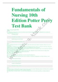 Fundamentals of Nursing 10th Edition Potter Perry Test Bank