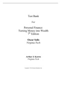 Test Bank to Accompany Personal Finance Turning Money into Wealth, 7th Edition