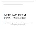 NRNP6635-9/NRNP-6635F-9/ NURS6635Psychpathology Diag Reasoning WEEK 11/FINAL EXAM .LATEST GRADED A