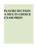 PLS1502  EXAM PREP SECTION A MULTI-CHOICE.