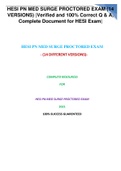 HESI PN MED SURGE PROCTORED EXAM &lpar;14 VERSIONS&rpar; &vert;Verified and 100&percnt; Correct Q & A&comma; Complete Document for HESI Exam&vert;