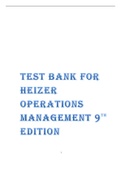 TEST BANK FOR HEIZER OPERATIONS MANAGEMENT 9TH EDITION &vert;COMPLETE WITH QUESTIONS AND ANSWERS