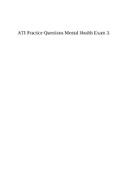 ATI Practice Questions Mental Health Exam 3.