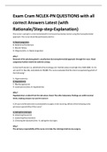 Exam Cram NCLEX-PN QUESTIONS with all correct Answers Latest &lpar;with Rationale&sol;Step-step-Explanation&rpar; 